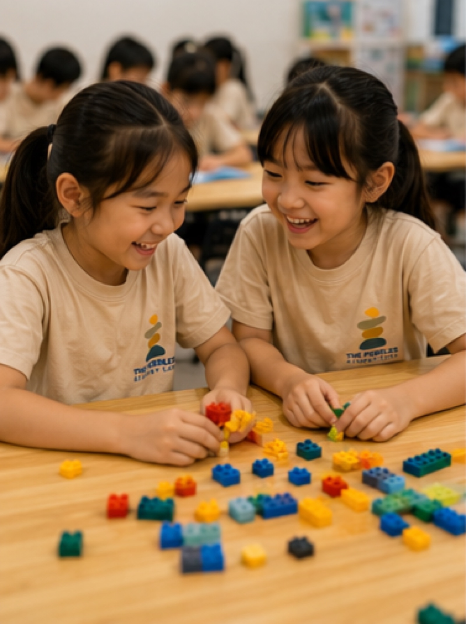 Two Pebbles students building with LEGO
